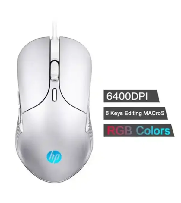 HP M280 USB Wired Gaming Mouse (WHITE) with RGB with Adjustable DPI up to 6400 Ergonomic Mouse Grey laptop desktop laptop