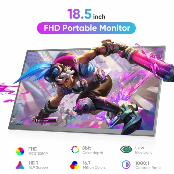 Portable Monitor 18.5inch 1080P FHD USB-C Laptop Monitor HDMI Portable Screen HDR 100Hz Gaming Monitor/SCREEN LEBANON