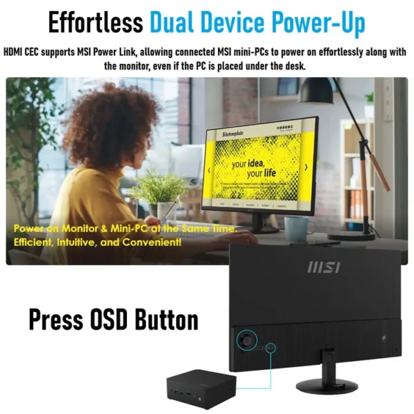 MSI PRO MP252L 24.5-Inch FHD Business Monitor – IPS Panel, 100Hz Refresh Rate 1ms (MPRT) / 4ms (GTG), Eye Care Tech, HDR Ready, Frameless Design, HDMI & DP Ports, Tilt-Adjustable Stand, Display Kit | 1 YEAR WARRANTY