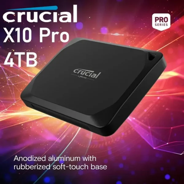 Crucial X10 Pro 4TB Portable SSD – Up to 2100MB/s read, 2000MB/s write – water and dust resistant, PC and Mac – USB 3.2 External Solid State Drive – CT4000X10PROSSD9
