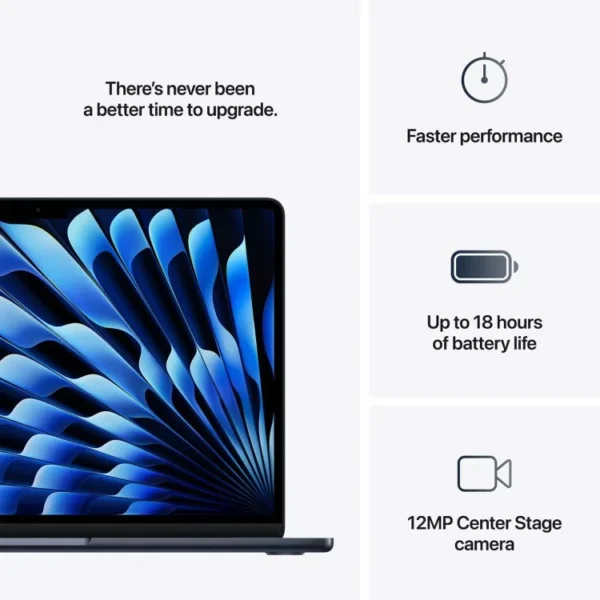 MacBook Air M4 MW1M3B/A 10-C CPU 10-C GPU 16GB RAM 512GB SSD 15-inch English Keyboard Midnight MACBOOK IN LEBANON