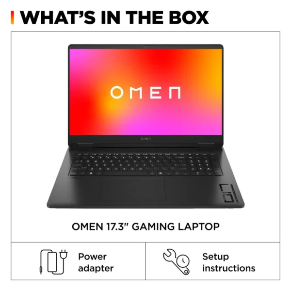 9E5E8U8R HP Omen 17T-CK200, Intel Core I7-13700HX, 1TB SSD, 32GB DDR5, 17.3 Inch, 2560 x 1440, Nvidia GeForce RTX 4070 8GB, W11P, Black, 1 Year Warranty