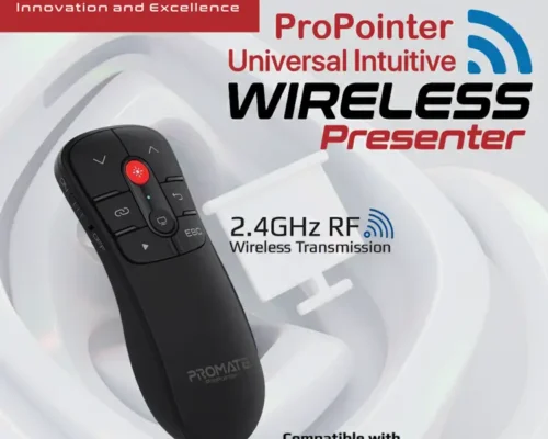 PROMATE ProPointer Wireless Presenter With Laser Pointer Universal USB-A/USB-C Nano Receiver 20M Control Distance