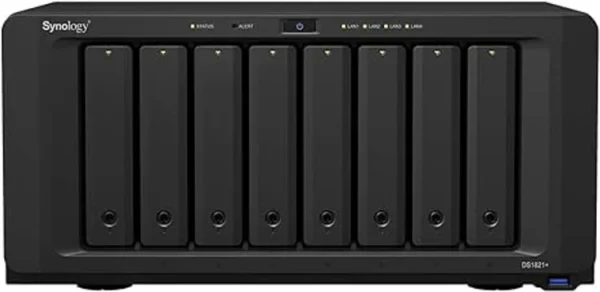 Synology DS1821+ 8-Bay Diskstation NAS (AMD Ryzen V1500B Quad-Core 2,2 GHz 4 GB DDR4 ECC SODIMM 4 x 1 GbE RJ-45 LAN-Port) 32TB Bundle with 8X 4TB W D Red Plus Accessories IN LEBANON