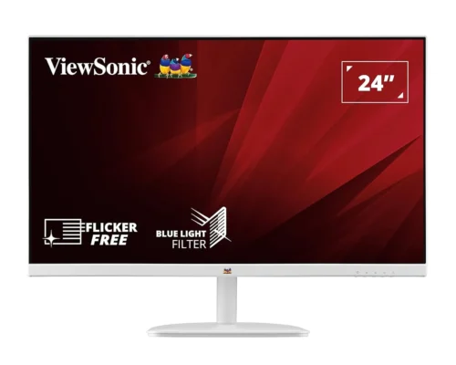 ViewSonic VA2430-H-W-6 60.45 cm (24″) Full HD (1080) SuperClear Panel Frameless Design 178 Degree Viewing Angle HDMI VGA Pearl White