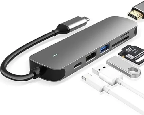 CONVERTERS USB C HUB, 6 in 1 with USB 3.0 4K-HDMI USB C Connection/PD SD/TF Card Reader Compatible with MacBook Pro/Air Chromebook and Other Type C Devices