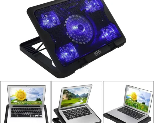 Cooling Pad Gaming Laptop Cooler Notebook Cooling Pad | Supports 12″ to 16″ Laptops 2 USB Ports – 5 Fans with LED Light Weight Slim Cooler