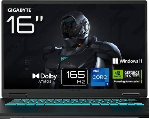 Gigabyte A16 Intel Core i7-13620H 1TB SSD 32GB 16.0″ Nvidia GeForce RTX 5070 8GB W11H Black 1 Year Warranty