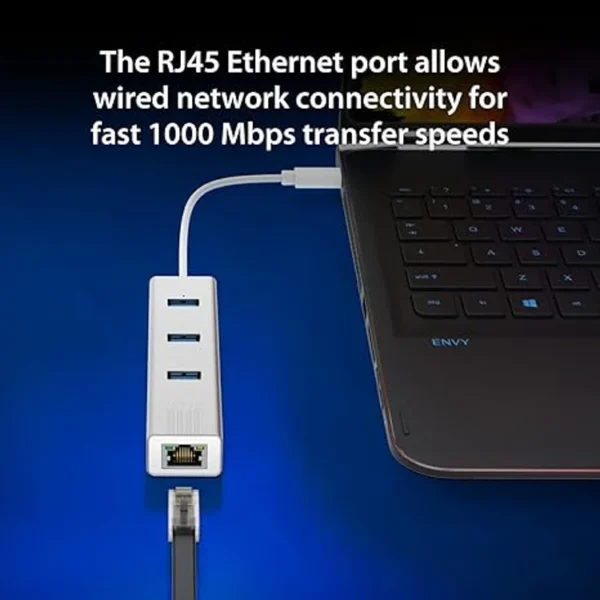 j5create JCH474 USB-C 3-Port HUB +Gigabit Ethernet Multi Adapter - Image 3