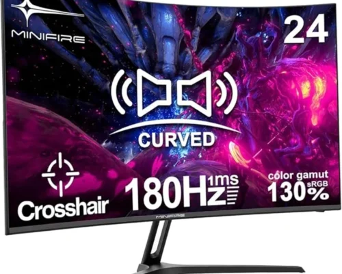 MINIFIRE 24″CURVED FHD 180Hz HDMI+DP BUILT IN SPEAKERS VESA MOUNT MONITOR