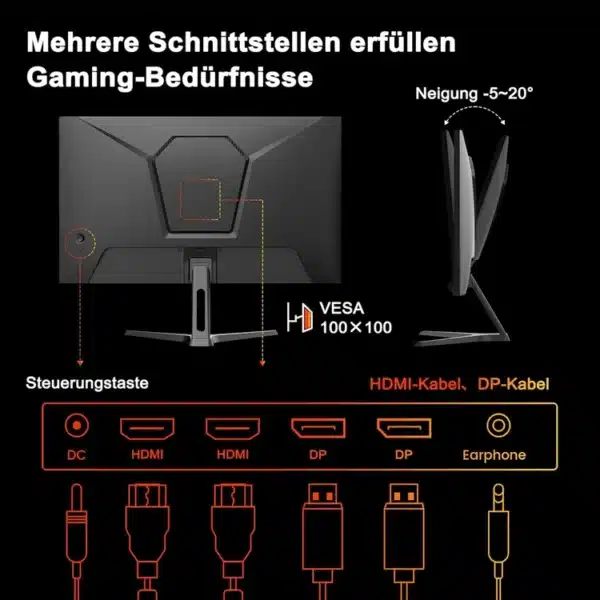 Minifire 27 Inch Gaming Monitor MF27F4Q 180Hz, WQHD 2560x1440, 2K PC Screen with Fast IPS, 1ms MPRT, HDR, 120% sRGB, FreeSync, VESA 100x100 Compatible, Tilt
