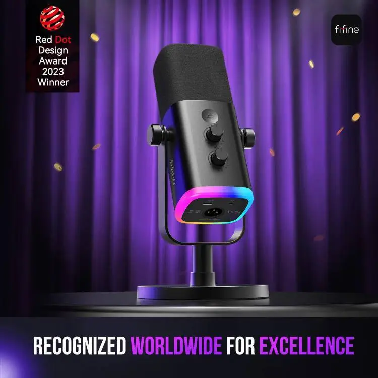 FIFINE AMPLIGAME AM8 Lighting, Tap-to-Mute, Cardioid Pattern, Volume & Monitoring Controls - Image 2