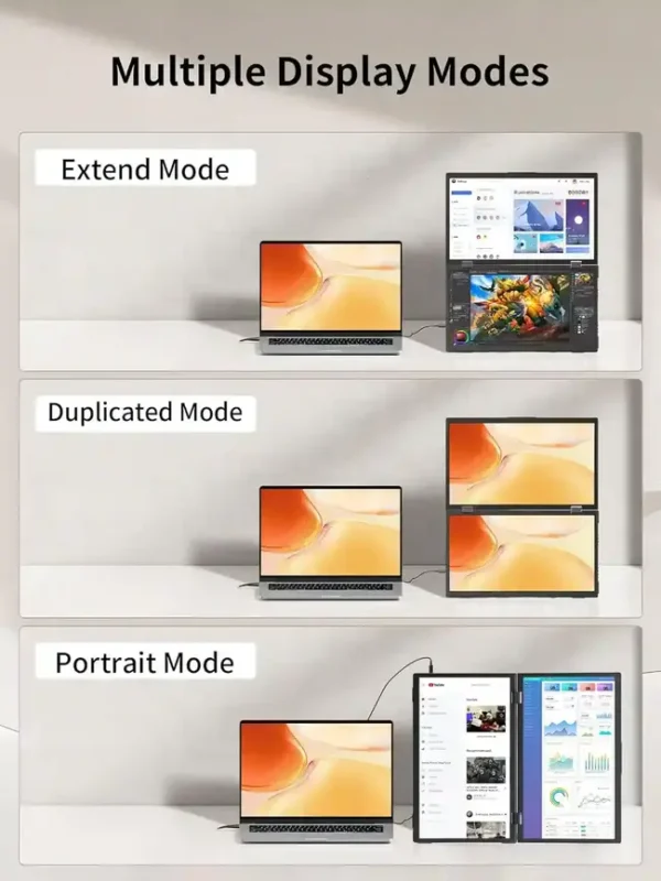 PORTABLE 2.5K Dual Monitor Triple Laptop Screen Extender 15.6" Display Foldable Dual Monitors Portable Monitor 180°Rotation LEBANON