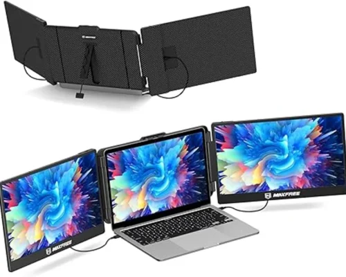 MaxFree MAXFREE-S2 14” PORTABLETriple Laptop Screen Extender| IPS Technology Portable Dual Monitor for 13.3-17″