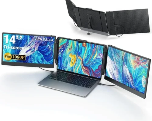 Apildella 14″ Triple Laptop Screen Extender 1080P FHD Portable Dual Monitor USB-C HDMI UPTO 17INCH