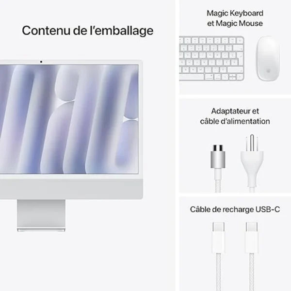  Apple M4 MWUC3LL/A 8-Core Chip 16GB 256GB SSD EN 24" 4480 x 2520 Retina Display 8-Core GPU | 16-Core Neural Engine SILVER DESKTOP IMAC IN LEBANON