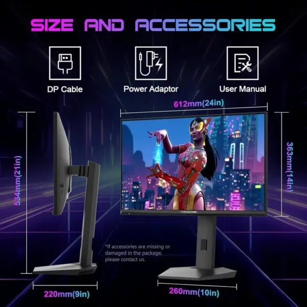 MINIFIRE MF27F6Q 27"2K WQHD 2560X1440 180HZ HDMIX2+DPX2 USB X3 ROTATIONAL