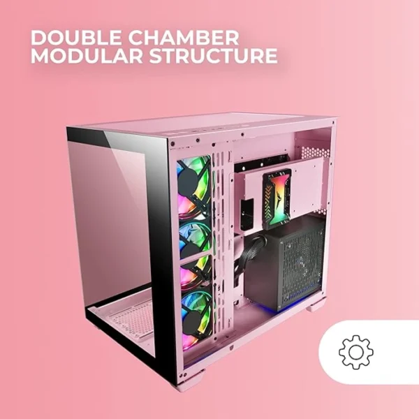 MARS GAMING MCV4 XXL PREMIUM CUSTOM E-ATX CASE MCV4P FRAMELESS 90º GLASS PINK GAMING DESKTOP IN LEBANON