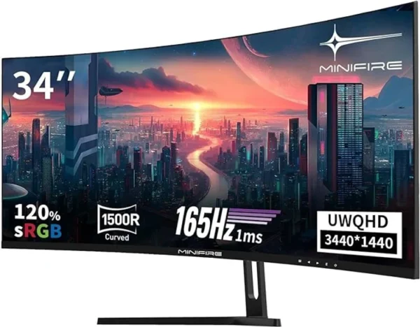 Minifire 34-Inch UWQHD Curved Gaming Monitor, 165 Hz SCREEN IN LEBANON