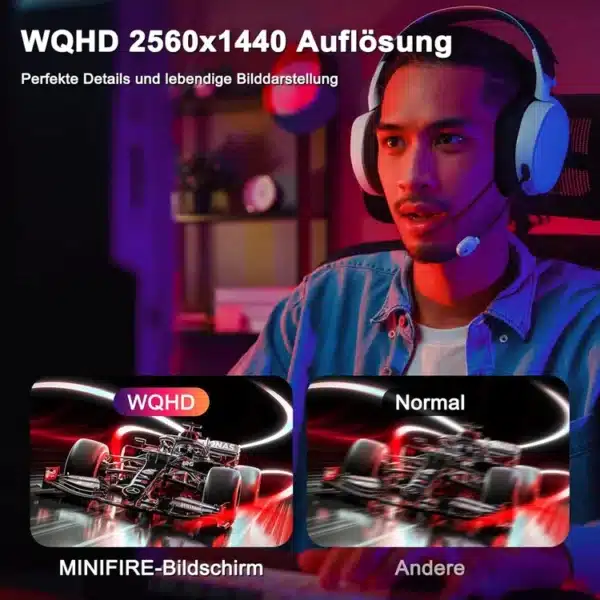 Minifire 27 Inch Gaming Monitor MF27F4Q 180Hz, WQHD 2560x1440, 2K PC Screen with Fast IPS, 1ms MPRT, HDR, 120% sRGB, FreeSync, VESA 100x100 Compatible, Tilt