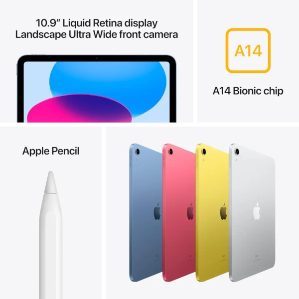 Apple iPad MPQ13 (10th Generation): with A14 Bionic chip 10.9-inch Liquid Retina Display 64GB Wi-Fi 6 12MP front/12MP Back Camera Touch ID All-Day Battery Life Blue IPAD IN LEBANON