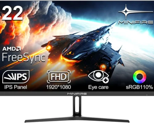MINIFIRE MF22F2  Minifire MF22F2 22 Inch FHD (1920 x 1080) Gaming Monitor, IPS 75Hz, 5ms, 110% sRGB, Low Blue Light Mode, 178° Viewing Angle, Ultra Edge Mode Design, Adaptive-Sync, VGA and HDMI