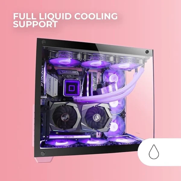 MARS GAMING MCV4 XXL PREMIUM CUSTOM E-ATX CASE MCV4P FRAMELESS 90º GLASS PINK GAMING DESKTOP IN LEBANON