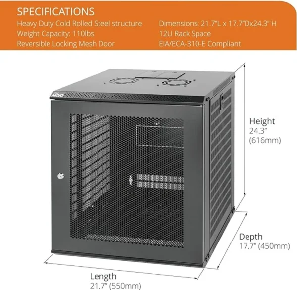 SINGLE DOOR, FRONT GLASS DOOR,NSA.6409 9U REMOVABLE SIDE PANELS, WITH 1 FAN (600x450). Accessories IN LEBANON