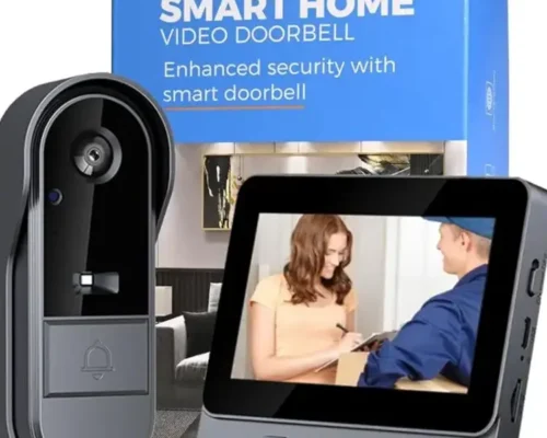 Video Doorbells featuring a black camera unit and a separate indoor monitor
