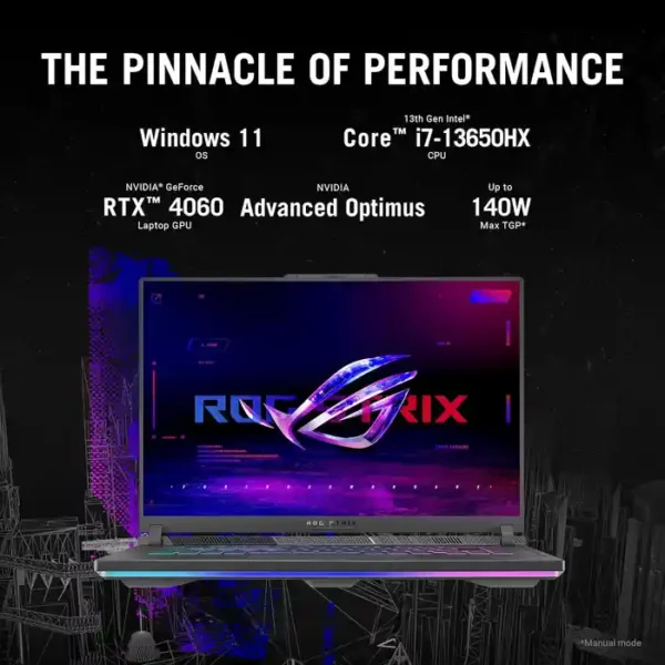 ASUS ROG STRIX G614JU-N3252 (3 YEARS WARRANTY) Core™ i7-13650HX 16GB DDR5 512GB NVME EN 16" WUXGA 165HZ RTX 4050 6GB DOS/ROG GAMING LAPTOP 3 YEARS WARINTY LAPTOP IN LEBANON