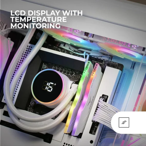 MARS GAMING ML-LCD240 WATERCOOLING AIO 500W TDP 2X FDB ARGB FANS LCD TEMPERATURE DISPLAY WHITE COOLING SYSTEM IN LEBANON
