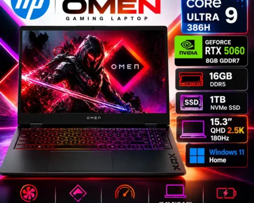 HP HYPER X OMEN ULTRA 9 386H 16GB RAM 1TB SSD 15.3″ QHD 2.5K 180HZ NVIDIA RTX 5060 8GB WIN11