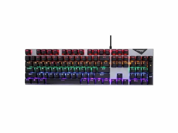 FOREV FV-Q302 illuminated mechanical keyboard with cable 104 EN keys Silver color GAMING KEYBOARD IN LEBANON