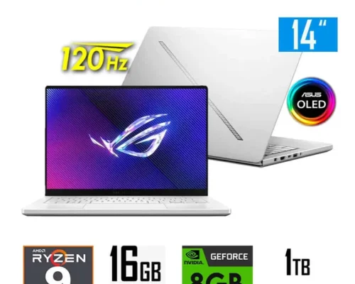 Asus ROG Zephyrus G14 AMD Ryzen 9 8945HS 16GB 1TB SSD 14″ 3K OLED 120Hz NVIDIA RTX 4060 8GB Platinum White Win11 