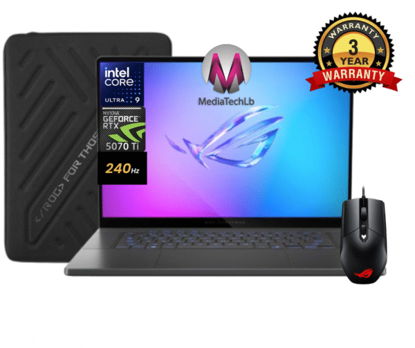 ASUS ROG ZEPHYRUS GU605CR-QR161 Intel Core™ ULTRA 9 285H 64GB 1TB NVME 16" 2.5K WQXGA (2560 x 1600) 240HZ RTX 5070TI 12GB WIN11P + ROG Impact Gaming Mouse + ROG Zephyrus G16 Sleeve LAPTOP IN LEBANON