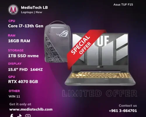 Asus TUF F15 15.6″ Gaming Laptop – Intel Core i7-13620H 16GB 1TB RTX 4070 8G FREE ASUS BAG