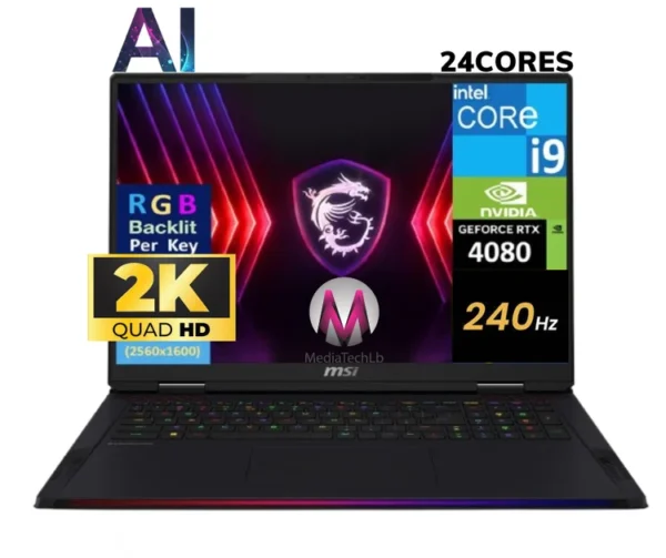 MSI RAIDER 18 HX 14VHG-251US i9-14900HX 128GB 1TB nvme 18-inch 240Hz RTX 4080 12GB Windows 11 GAMING LAPTOP IN LEBANON