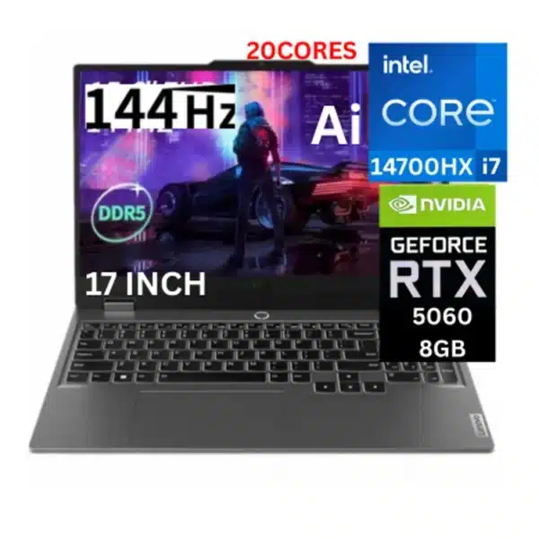 LENOVO LOQ 17IRX10 83JH004VDP Intel Core i7-14700HX 512GB SSD 24GBRAM 17.3 Inch 165Hz Nvidia RTX 5060 8GB WIN11 PRO Luna Grey GAMING LAPTOP LEBANON