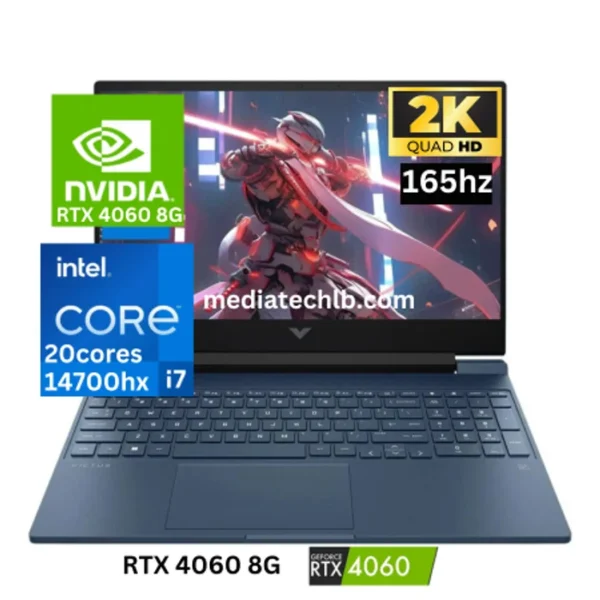 HP VICTUS 16T-R100 Intel Core I7-14700HX 16GB 1TB NVME 16.1 QHD 165HZ 8GB RTX 4060 BLUE W11 Gaming Laptop 1 year warranty Laptop in Lebanon