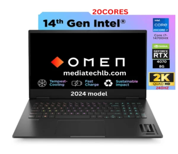 HP OMEN 16 Intel Core I7-14700HX 20cores 16GB 1TB SSD NVME 16.1 2K QHD 240hz Nvidia RTX 4070 BLACK SOLD