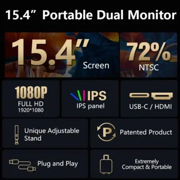 Portable Screen Monitor PSS3 15.4-inch FHD USB C and Mini HDMI Stand On Screen lebanon