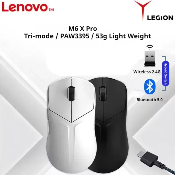 LENOVO LEGION M6X SE GAMING MOUSE THREE MODE BT 2.4GH CABLE WIFI BLACK COLOR LEBANON