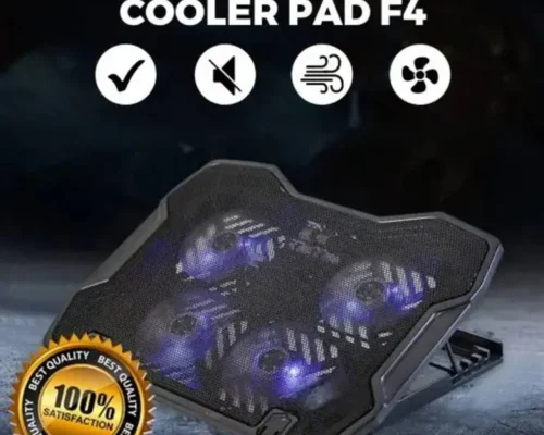 Laptop Cooler 4 Adjustable Fans RGB, 9″-17″ Support 5-Level Height 4 USB Ports 700–1400 RPM Foldable Clamp Design