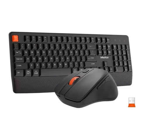 MEETION Wireless Keyboard & Mouse Combo – Black Arabic/English Layout, 2.4GHz, Silent Keys