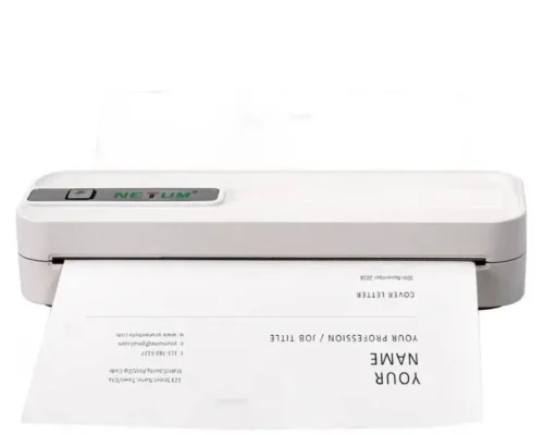 Netum Portable Thermal Printer White With Bluetooth USB Type-C 203DPI 216mm Print Width 2600mAh