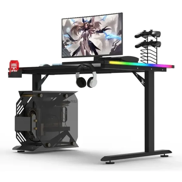 Gaming Desk/Table L-Shaped RGB Carbon Fiber Black L-L 160-60-100-73 RGB