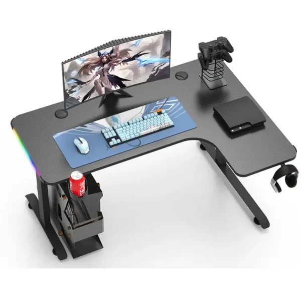 Gaming Desk/Table L-Shaped RGB Carbon Fiber Black L-L 160-60-100-73 RGB