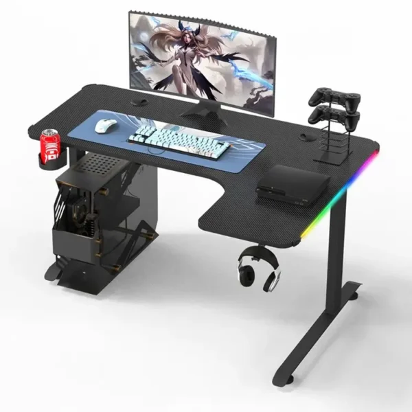 Gaming Desk/Table L-Shaped RGB Carbon Fiber Black L-L 160-60-100-73 RGB
