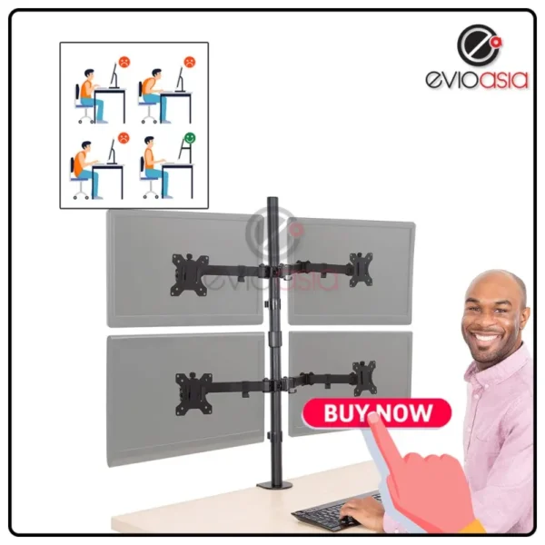 4 MONITOR ARM FULLY ADJUSTABLE DESK MOUNT STAND FOR 4 SCREEN UP TO 17”-30
