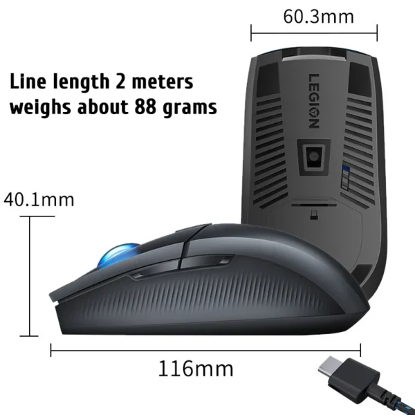 Lenovo LEGION M500 Wireless Gaming Mouse with 10000DPI 88g Weight PMW3325DB Gaming Sensor 2.4GHz Wireless